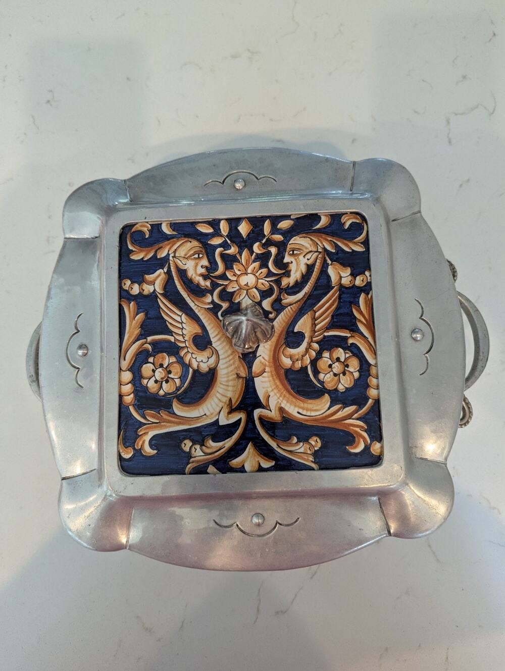 Art Deco Cellini Craft Hand Wrought Argental Aluminum Bowl Casserole W/Lid Vtg.